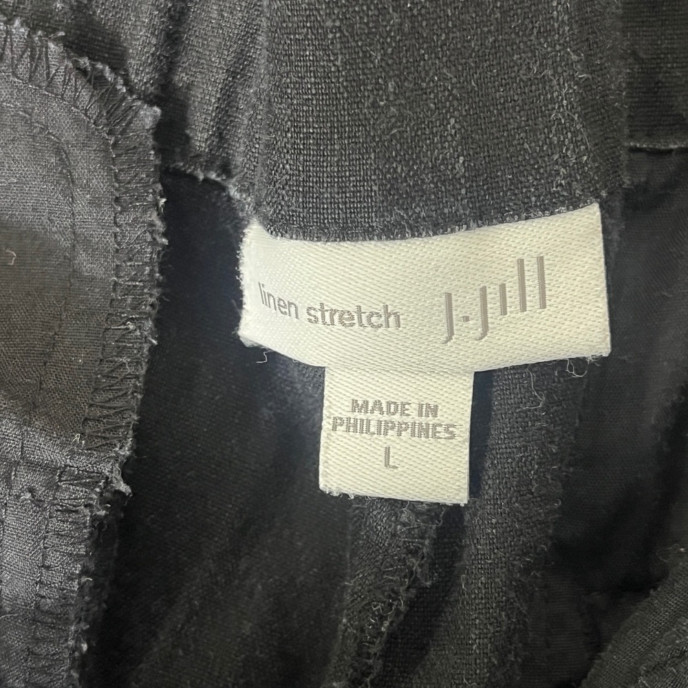 J. Jill Black Linen Stretch Pull On Tapered Cuffed Pants Large AP956 - Picture 3 of 7